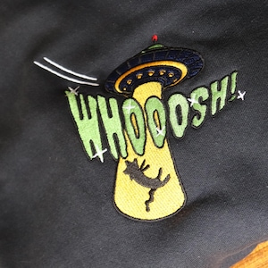 Embroidered Cat Abduction Sweatshirt, Alien Abduction Cat Sweatshirt, Space Cat Embroidered Crewneck, Outer Space Gift, Cozy Sci-Fi Fashion