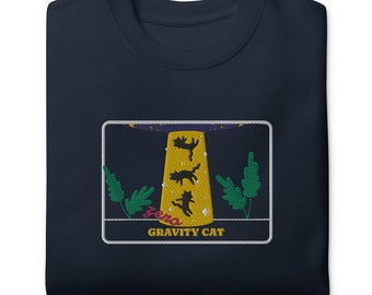 UFO Cat Embroidered Sweatshirt, Zero Gravity Cat, Cats In Space, Intergalactic Feline Rescue Team, Alien Spaceship Embroidery, Cat Rescue