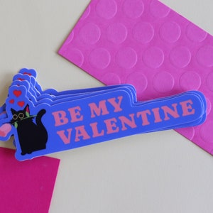 Sticker chat Be My Valentine, Saint-Valentin amoureux des chats, Cadeau pour le jour V, Cadeau pour admirateur secret, Mon chat, c'est ma valentine, J'aime mon animal de compagnie