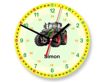 Kinderzimmer Uhr Traktor Lernuhr Jungen Wanduhr personalisiert