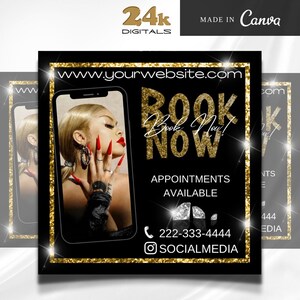 Flyer, Editable Booking Flyer, Appointments Available, Hair, Lash, Makeup, Stylist Canva Flyer, Book Now, DIY Book Now, Instagram Template