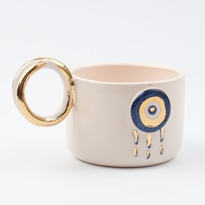 eternal evil eye ceramic mug, nazar turkish coffee ceramic cup, Stylish Ceramic Mug, Fancy Coffee Mug, luxury mug, real gold coffee cup