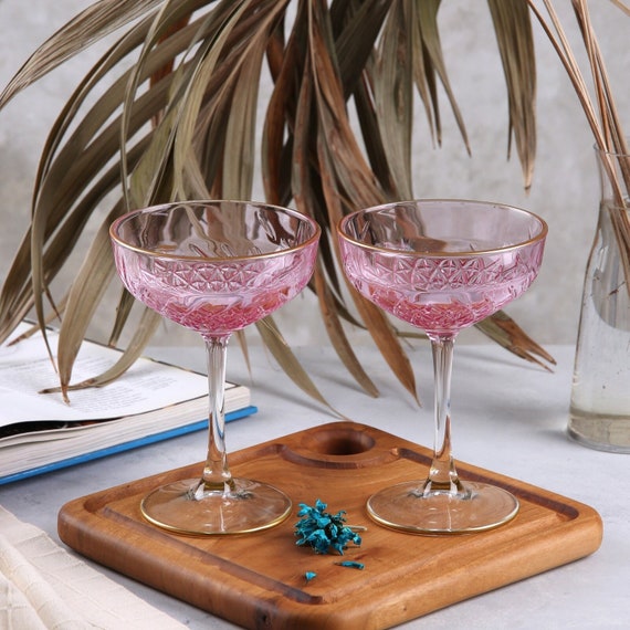 Handmade Art Deco Colored Cocktail Glasses / Wine Glasses Full