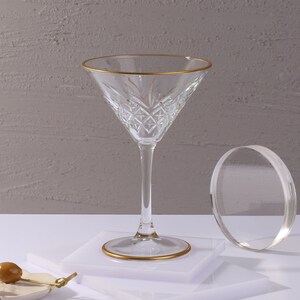 Art Deco Cocktailgläser Set – 6 Stück, Farbiges Kristall, 272 Ml, Coupé-Form, Regenbogenfarben