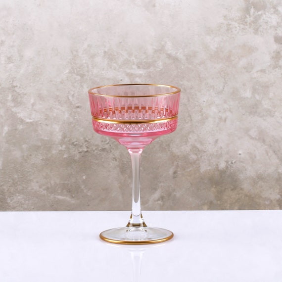 Colored Art Deco Cocktail Glasses, Gold Rimmed Vintage Martini Set, Pink  Cocktail Glass, Barware, Glassware Set, Cocktail Party, Bridesmaid 