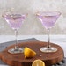 Colored Art Deco Cocktail Glasses, Gold Rimmed Vintage Martini Set, Purple Cocktail Glass, barware, glassware set, cocktail party,bridesmaid 