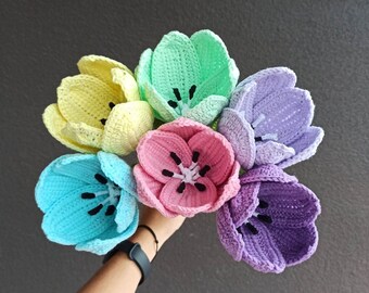 Eternal Crochet Tulips, Handmade Flower Bouquet, Unique Birthday or Anniversary Gift, Amazing Home Décor, Finished Product