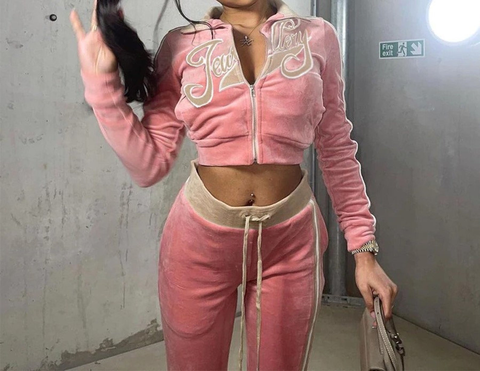 Orangea Women Tracksuit Letter Print Velvet 2 Piece Outfit - Etsy