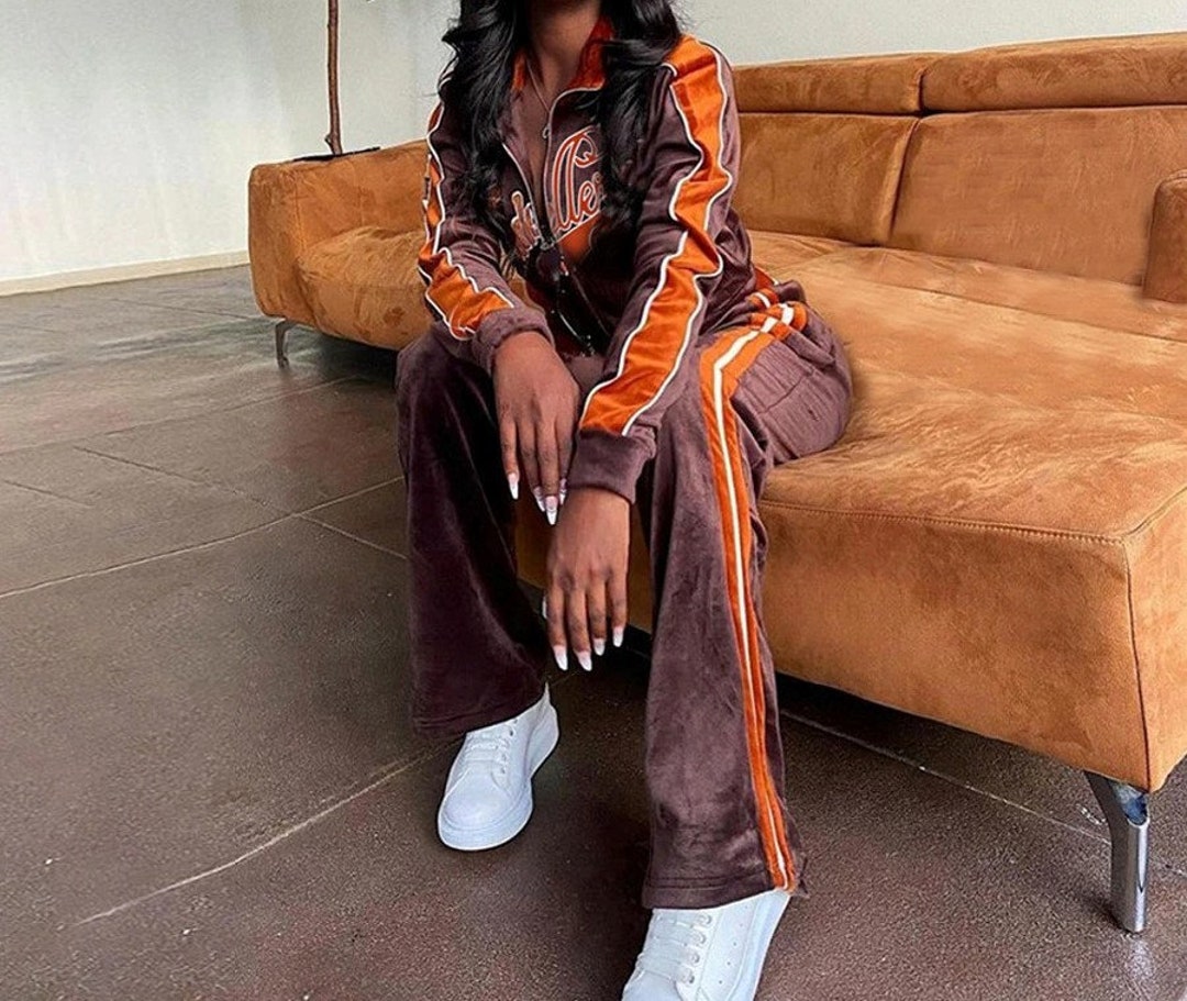 Orangea Women Tracksuit Letter Print Velvet 2 Piece Outfit - Etsy