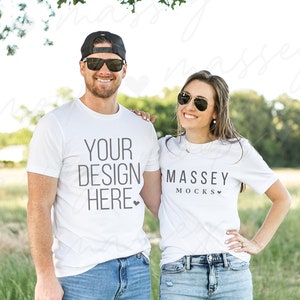 Couple Shirts Mr and Mrs Shirt Mockup | Family Shirt Mockup | White Tshirt Mockup | Two Shirts Mockup | Bella Canvas 3001 Mockup White