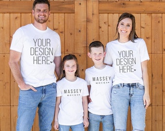 Family Shirt Mockup: Bella Canvas 3001 White T-Shirt (Digital Download)