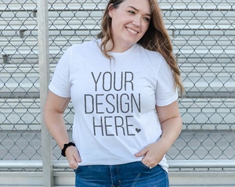 Bella Canvas 3001 White Shirt Mockup: Football, Fall (Digital Download)