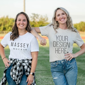 Front and Back Mockup Bella Canvas 3001 Heather Dust Mockup | Football Mockup | Bella Canvas 3001 Mockup White Shirt Mockup | Back of Shirt