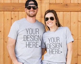 Couple Shirt Mockup: Athletic Heather Bella Canvas 3001 (Digital Download)