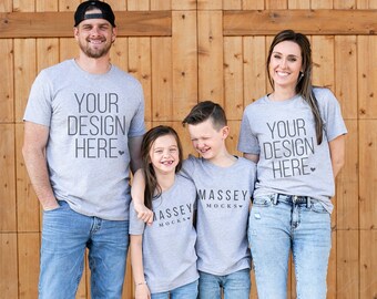 Family Shirt Mockup: Bella Canvas 3001 Athletic Heather (Digital Download)