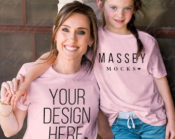 Mother Daughter Pink Shirt Mockup: Bella Canvas 3001 (Digital Download)