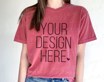 Crimson Comfort Colors 1717 T-Shirt Mockup (Digital Download)
