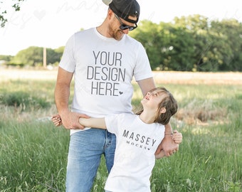Father Daughter Bella Canvas 3001 Shirt Mockup (Digital Download)