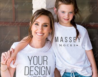 Mommy and Me Mockup: Bella Canvas 3001 White Shirt (Digital Download)