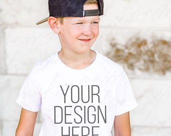 White Bella Canvas Boy Shirt Mockup (Digital Download)