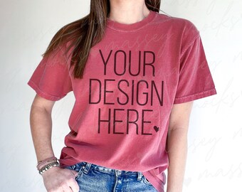 Crimson Comfort Colors 1717 T-shirt Mockup (Digital Download)
