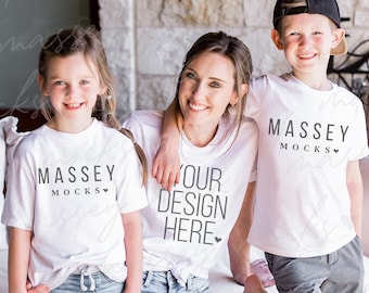 Mommy and Me T-Shirt Mockup: Bella Canvas 3001 Family Matching (Digital Download)