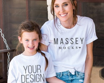 Mommy and Me White Bella Canvas 3001 Mockup (Digital Download)