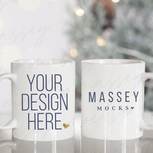 Christmas Coffee Mug Mockup Front and Back | Two Mugs Mockup | White Mug Mockup | Coffee Cup Mockup | Christmas Mug Mockup | 11oz Mug Mockup
