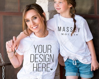 Mommy and Me White Bella Canvas 3001 Mockup (Digital Download)