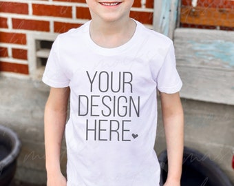 White Bella Canvas Kids Shirt Mockup: 3001y (Digital Download)
