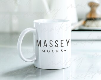 Weiße Kaffeetasse Mockup: 11oz Leerbecher (Digitaler Download)
