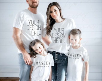 Matching Family White T-Shirt Mockup Bella Canvas 3001 (Digital Download)