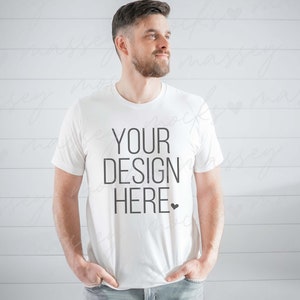 Mens Shirt Mockup | Bella Canvas 3001 Mockup | Male Model Mockup | Men Tshirt Mockup | White Tshirt Mockup | White Bella Canvas Mockup