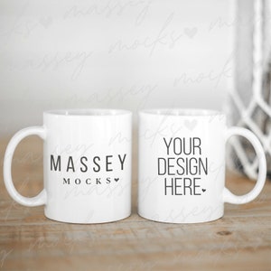 Two Mugs Mockup | Coffee Mug Mockup Front and Back | White Mug Mockup | Coffee Cup Mockup | 11oz Mug Mockup