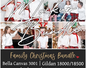 Family Christmas Mockup Bundle: Gildan & Bella Canvas (Digital Download)