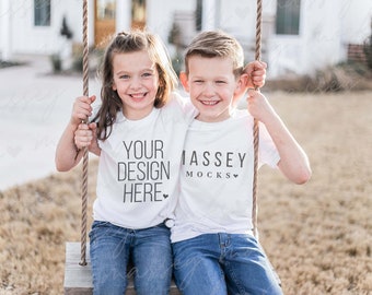 Kinder Shirt Mock Up | GeschwisterHemden Kid Mockup | Mockup | Passendes Familienshirt Mockup | Bella Canvas Jugend Mockup | 3001y Mockup