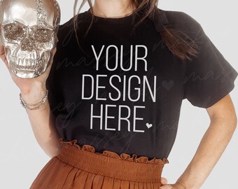 Halloween Gildan 64000 Mockup: Black T-Shirt Mockup (Digital Download)