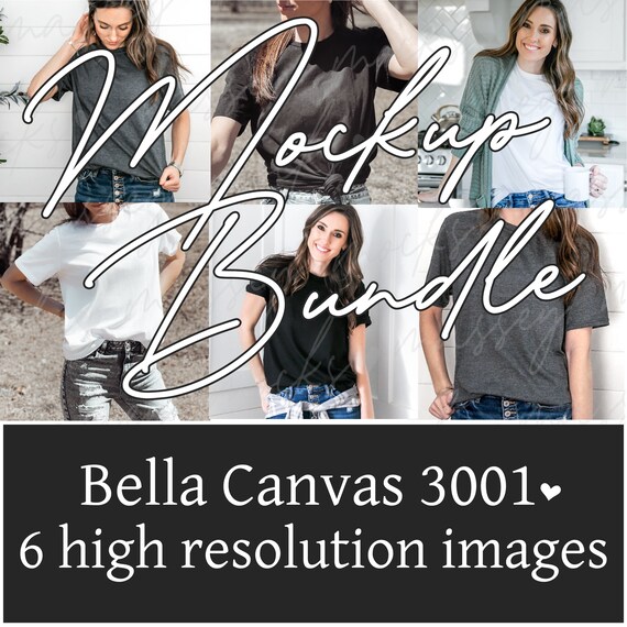 Bella Canvas 3001 Mockup Bundle: Black T-Shirt (Digital Download)