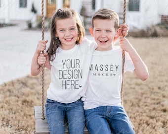 Kinder Shirt Mock Up | GeschwisterHemden Kid Mockup | Mockup | Passendes Familienshirt Mockup | Bella Canvas Jugend Mockup | 3001y Mockup