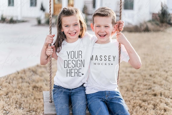 Kids Shirt Mock Up | Sibling Shirts Kid Mockup | Farmhouse Mockup | Matching Family Shirt Mockup | Bella Canvas Youth Mockup | 3001y Mockup