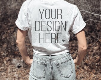 Bella Canvas 3001 mock-up wit shirt achterkant: bohostijl (digitale download)