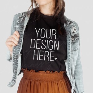 Gildan 64000 Mockup | Black Gildan Mockup | Black Tshirt Mockup | Gildan Softstyle Mockup | Black Shirt Mockup | Fall Model Mockup