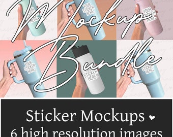 Tumbler Sticker Mockup Bundle: PSD, PNG, JPG Files (Digital Download)