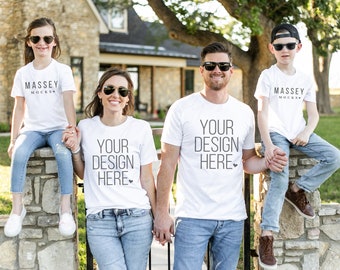 Family Shirt Mockup: Matching Bella Canvas 3001, White (Digital Download)