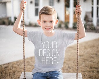 Bella Canvas Youth Athletic Heather Shirt Mockup (Digital Download)