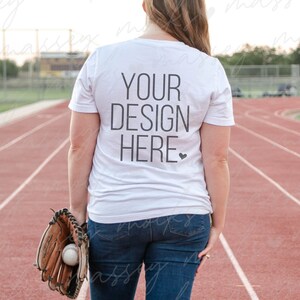 Bella Canvas 3001 Mockup | Back of Shirt Mockup | Bella Canvas White Shirt Mockup | Baseball Mockup | Model Mockup | Baseball Mom Mockup