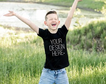 Bella Canvas Youth Black T-Shirt Mockup (Digital Download)