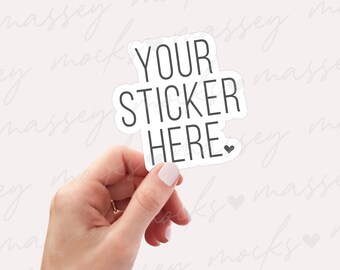 Hand Holding Sticker Mockup: Smart Object PSD, PNG, JPG (Digital Download)