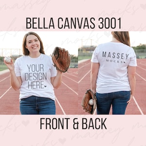 Bella Canvas 3001 White Mockup | Bella Canvas Mockup | Front and Back Mockup | Bella Canvas 3001 Mockup White Shirt Mockup | Baseball Shirt