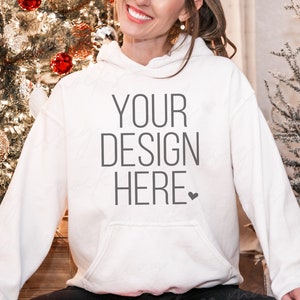 Christmas Sweatshirt Mockup | White Gildan 18500 Mockup | Christmas Hoodie Mockup | White Sweatshirt Mockup | Gildan Hoodie Mockup